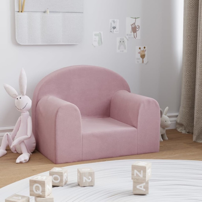 Sofá infantil pelúcia macia rosa-Móveis para bebés e crianças-Home Retail