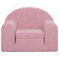 Sofá-cama infantil de pelúcia rosa