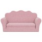 Sofá-cama infantil de 2 lugares pelúcia macia rosa