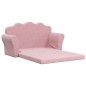 Sofá-cama infantil de 2 lugares pelúcia macia rosa