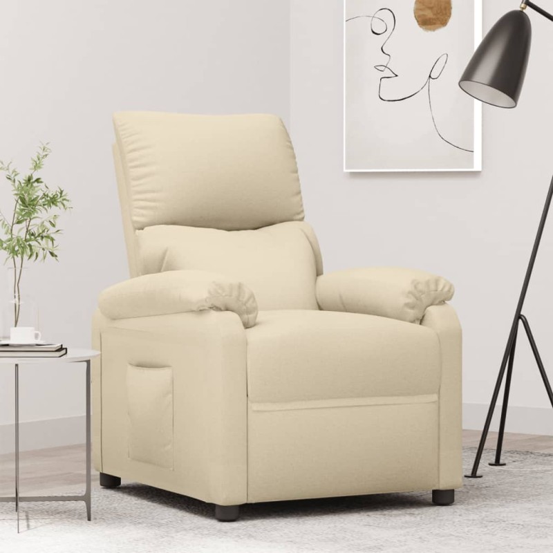 Poltrona reclinável tecido cor creme-Poltronas-Home Retail