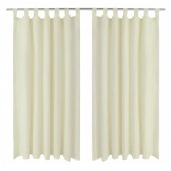 Cortinas de cetim com presilhas, 2 pcs, 140 x 245 cm, creme