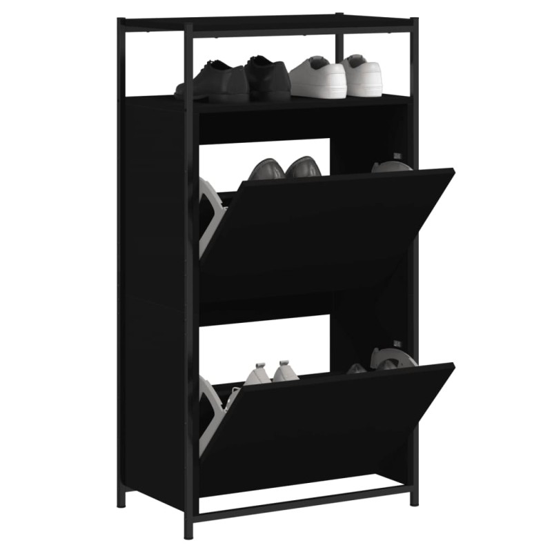 Sapateira 60x34x112 cm derivados de madeira preto-Sapateiras e organizadores-Home Retail