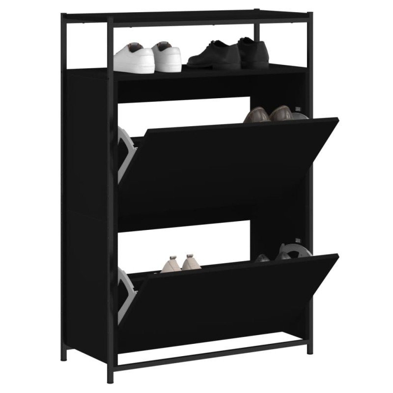 Sapateira 75x34x112 cm derivados de madeira preto-Sapateiras e organizadores-Home Retail