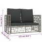 2 pcs conjunto lounge de jardim c/ almofadões vime PE cinzento